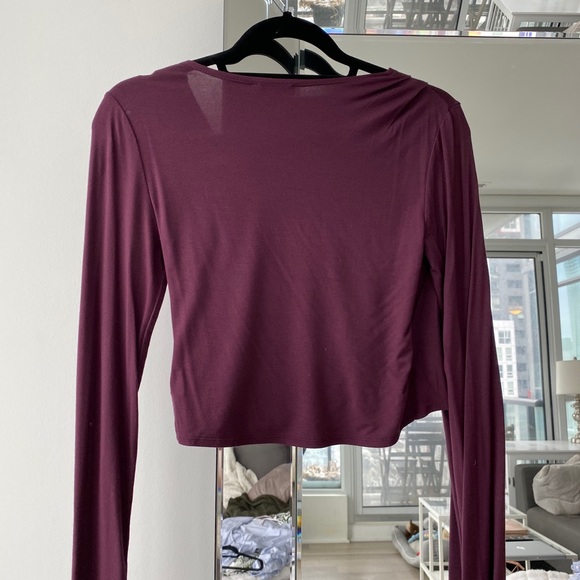 Aritzia Flavia Plum Cropped Long Sleeve - Picture 3 of 5